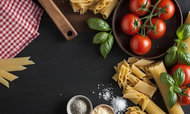 Foto una ciotola di pasta con pomodori, prezzemolo e pomodori