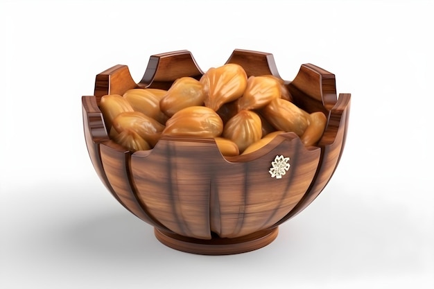 A bowl of peanuts with the word " nut " on the side.