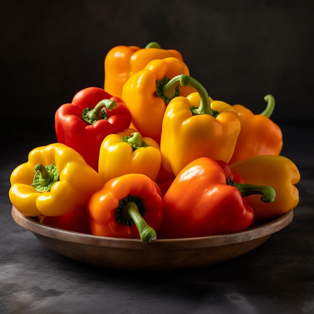 A bowl of peppers with the word " on it "