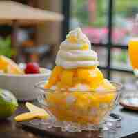 Photo a bowl of pineapple and a bowl of fruit on a table