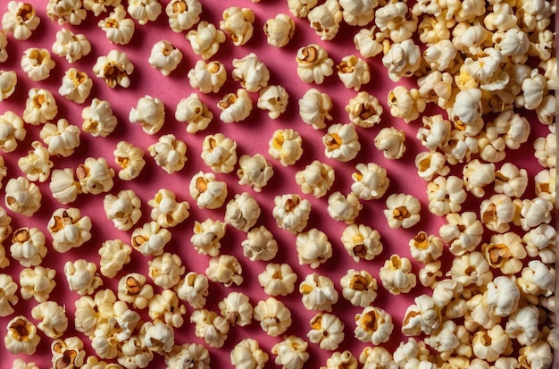 Foto una ciotola di popcorn su uno sfondo rosa