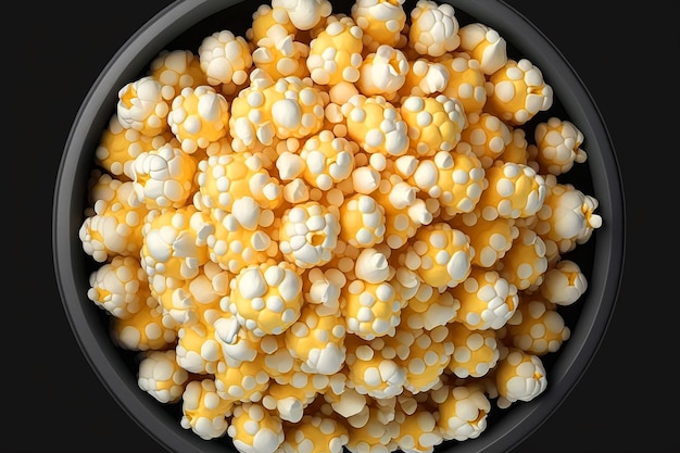 Bowl of Popcorn top view Generative AI