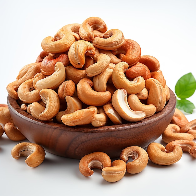 a bowl of pretzels is full of cashews.