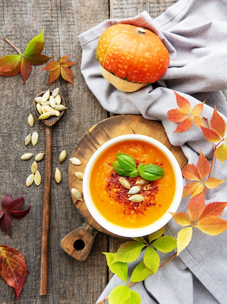 Bowl of pumpkin soup