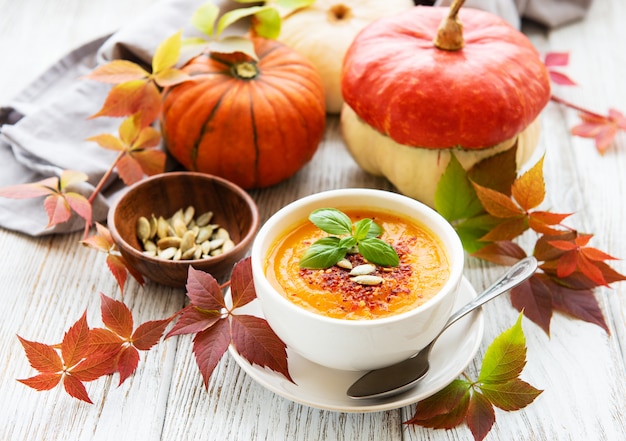 Bowl of pumpkin soup 