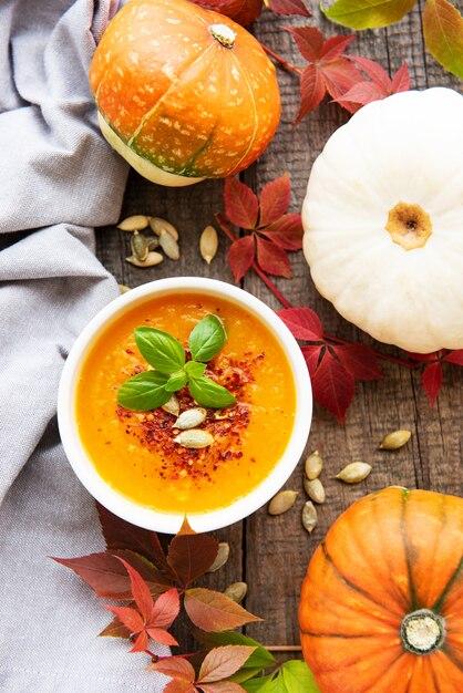 Bowl of pumpkin soup 