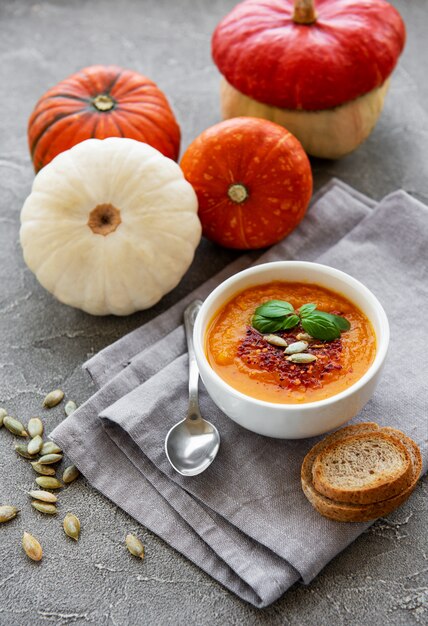 Bowl of pumpkin soup