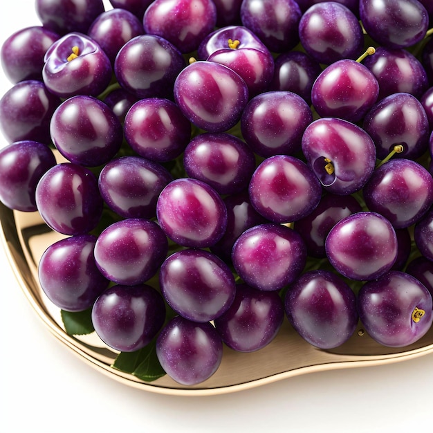 A bowl of purple grapes