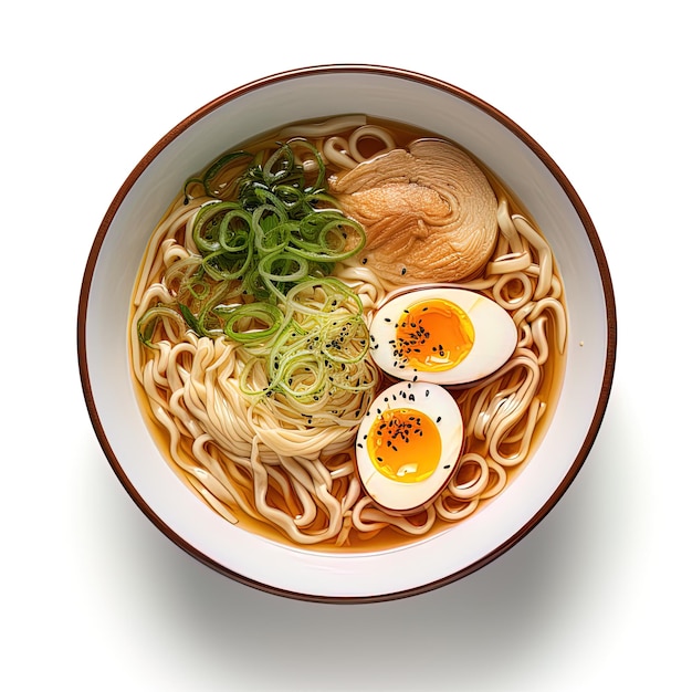 Photo a bowl of ramen with egg and egg on it