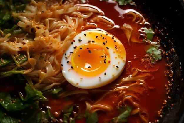 a bowl of ramen with an egg on top