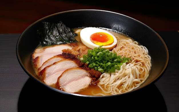 A bowl of ramen with a fried egg and a fried egg.
