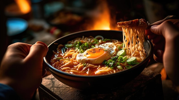 目玉焼きが乗ったラーメン