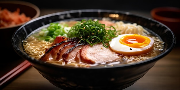 A bowl of ramen with a fried egg on top