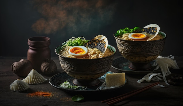 A bowl of ramen with a hard boiled egg on top