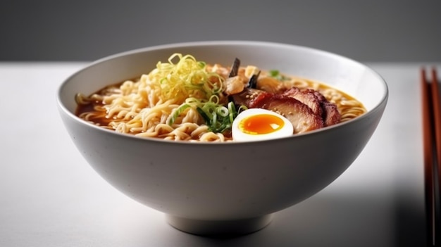 A bowl of ramen with a hard boiled egg on top.