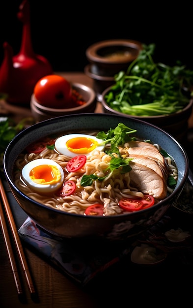 A bowl of ramen with a hard boiled egg on top.