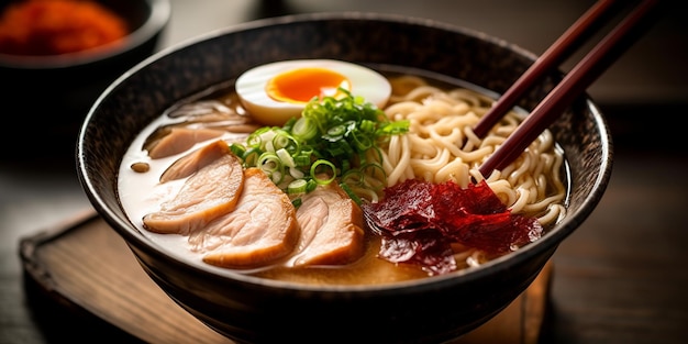 ゆで卵が乗ったラーメン