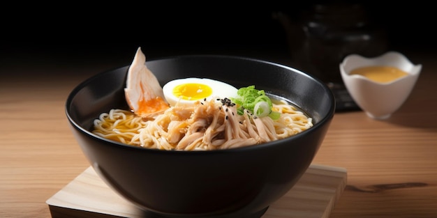 A bowl of ramen with a hard boiled egg on top