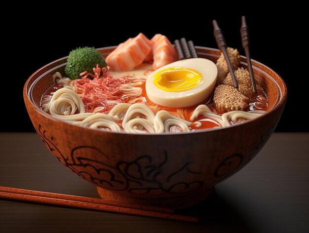 A bowl of ramen with a piece of meat on it