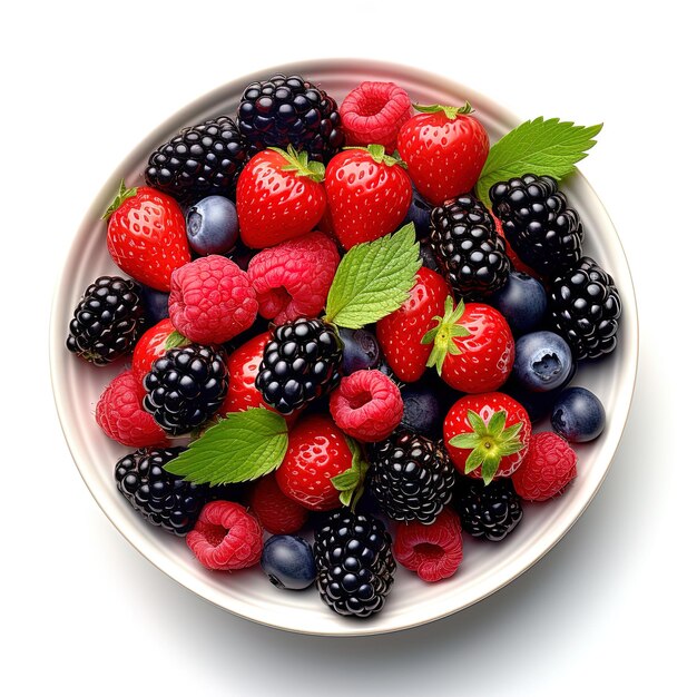 a bowl of raspberries and raspberries with a white background.