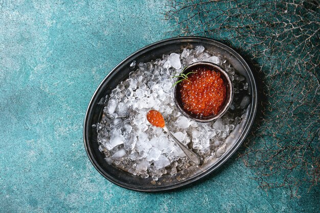 Bowl of red caviar