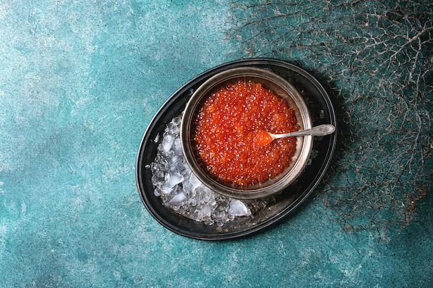 Bowl of red caviar