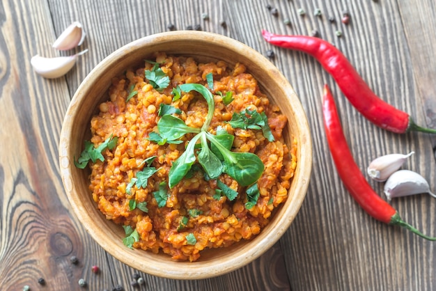 Bowl of red lentil curry