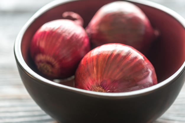 Bowl of red onions