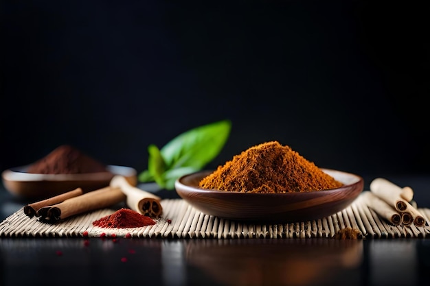 A bowl of red pepper and a spoon with a spoon of parsley.