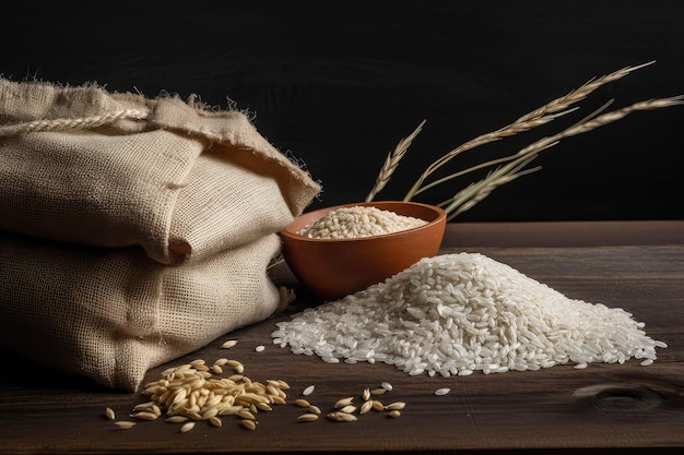 A bowl of rice next to a bowl of rice.