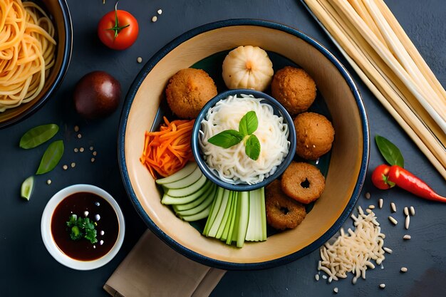 a bowl of rice with chopsticks and a bowl of rice with chopsticks.