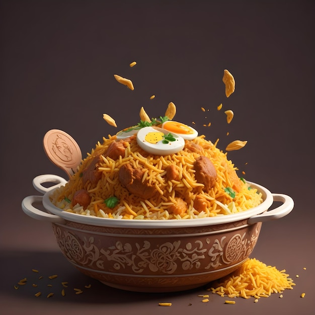 Foto una ciotola di riso con un piatto di riso e una moneta su di esso