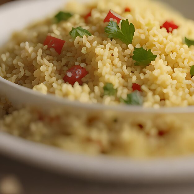 Photo a bowl of rice with a side of veggies and a spoon