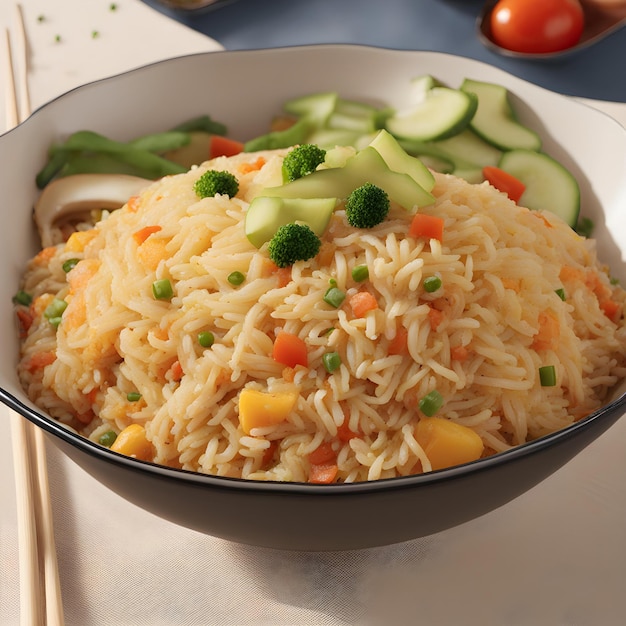 Photo a bowl of rice with vegetables and rice with a spoon