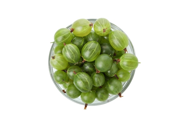 Photo bowl of ripe gooseberry isolated on white background