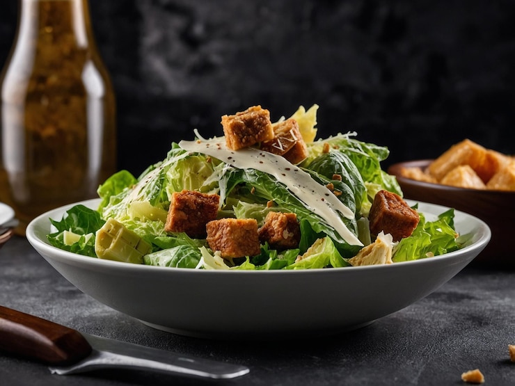 Photo a bowl of salad with cheese and lettuce