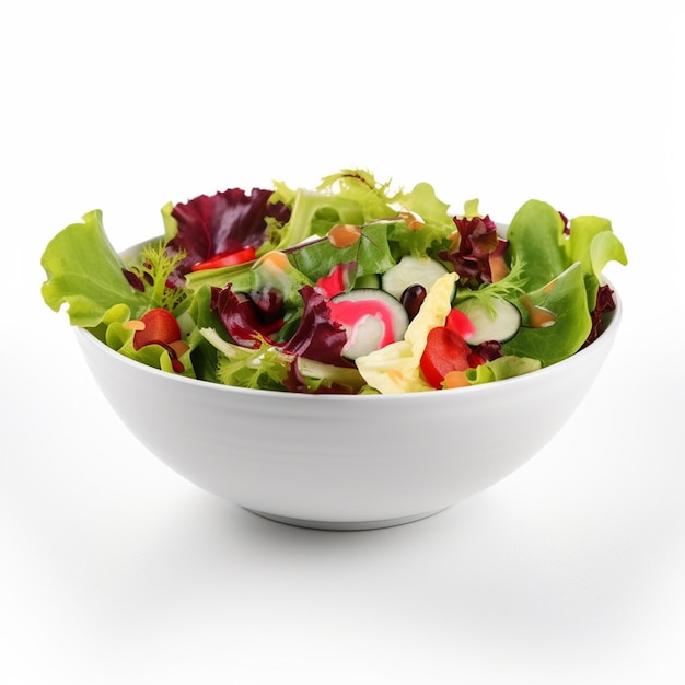 Photo a bowl of salad with a red and green leafy vegetable.