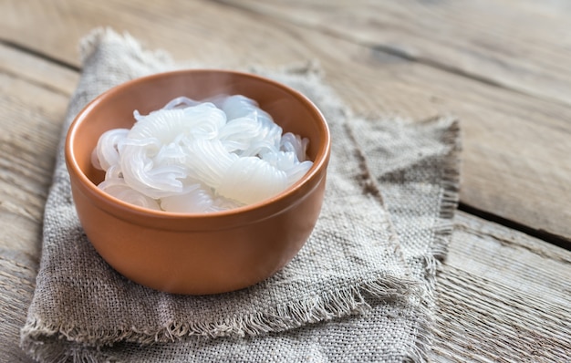 Bowl of shirataki noodles