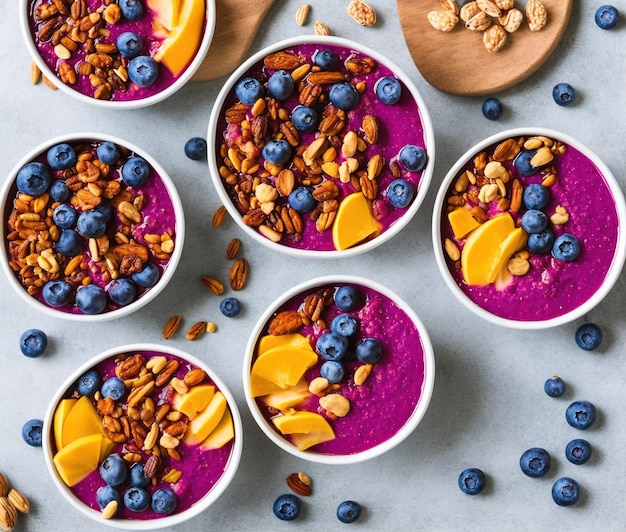 bowl of smoothie with fruits