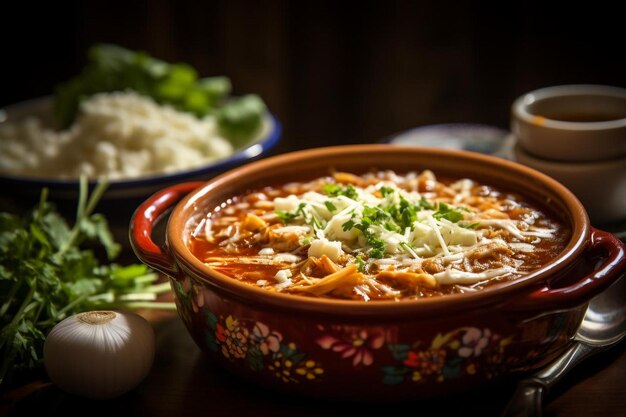 a bowl of soup with a bowl of soup next to it