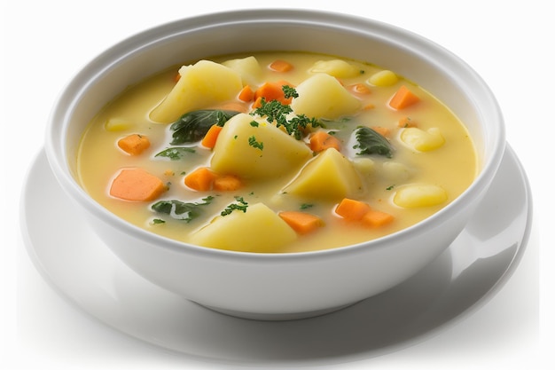 A bowl of soup with carrots and celery.