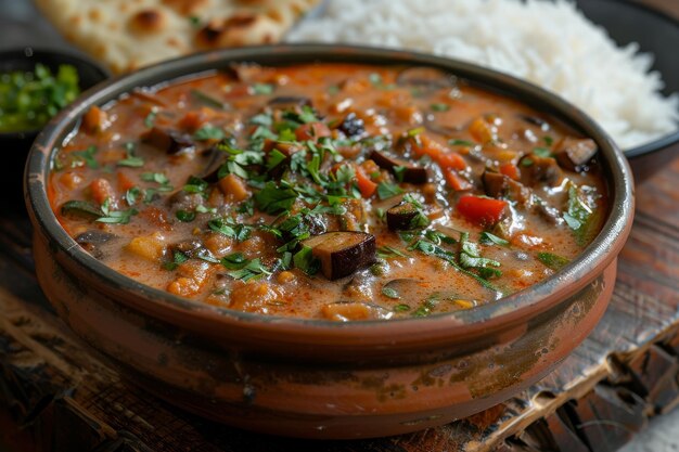 Bowl of Soup With Rice and Bread