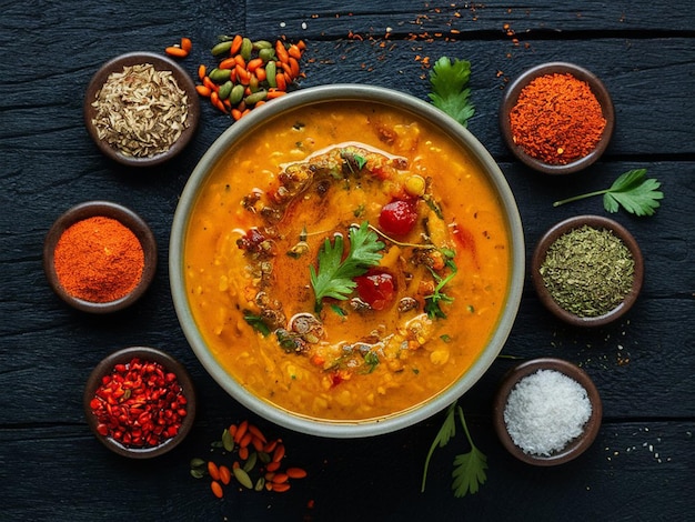 a bowl of soup with a variety of ingredients including one that says quot veggies quot