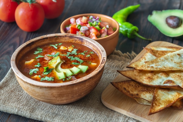 Bowl of spicy Mexican soup