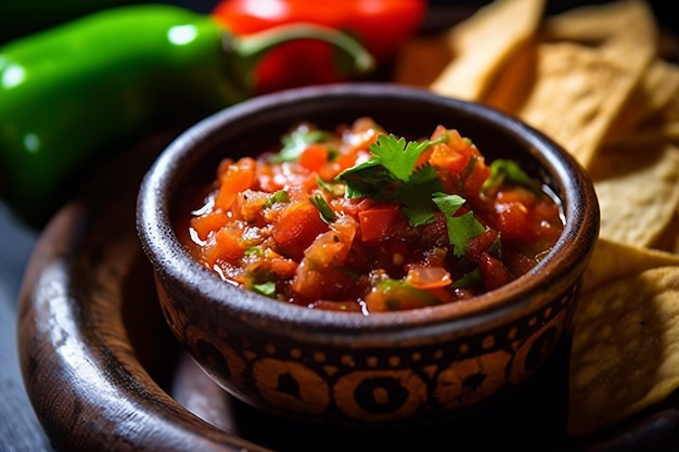 a bowl of spicy and tangy salsa with freshly diced AI generated