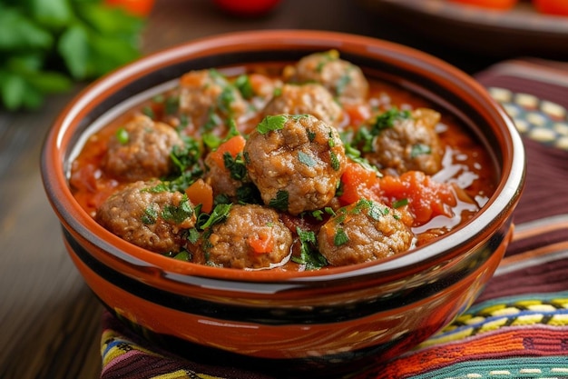 Photo a bowl of stew with meat and vegetables