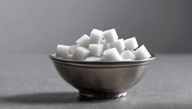 Photo a bowl of sugar cubes on a table