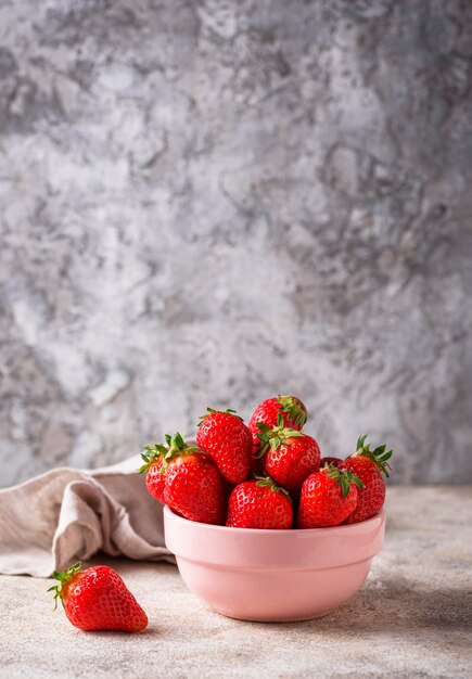 Bowl of sweet fresh strawberry