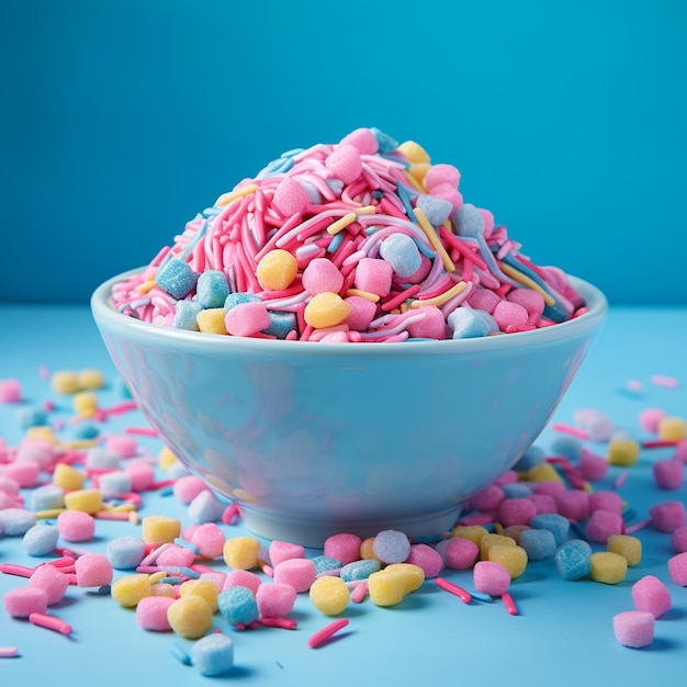 A Bowl of Sweet Treats Surrounded by Purple CutOut Paper