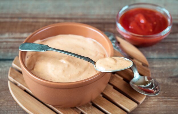 Bowl of Thousand Island dressing